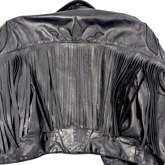 Vintage Leather Crop Fringe Jacket - Picture 11 of 12